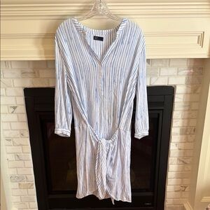 Blue and White Striped Dress